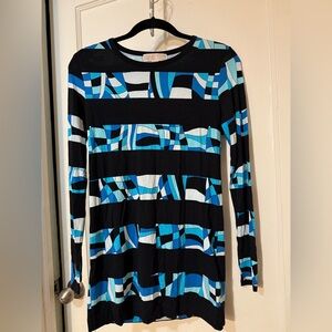 Michael Kors Black and Blue Patterned Top